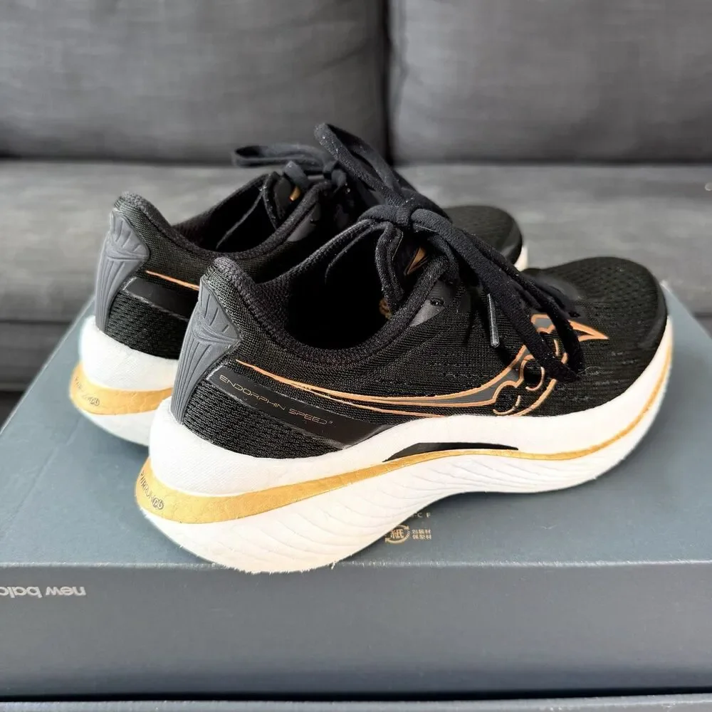 Saucony Endorphin Speed 3 Black Goldstruck Running Shoes Women's Size 7.5